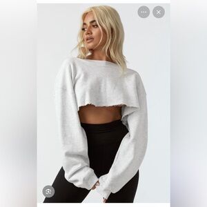 Joah Brown Light Gray Cutoff Sweatshirt - One Size. Brand New